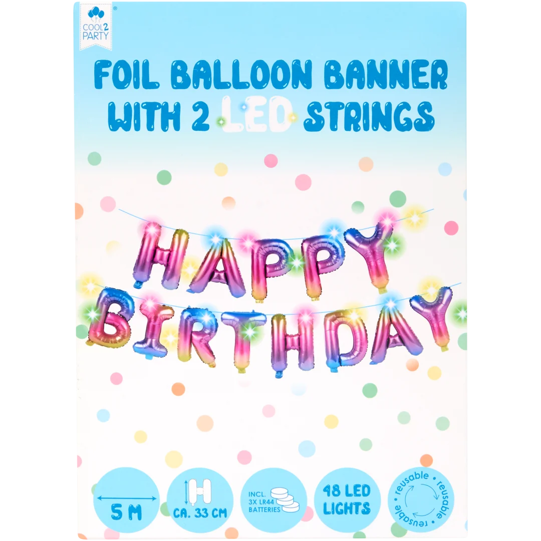 Cool2Party folieballon slinger Happy Birthday