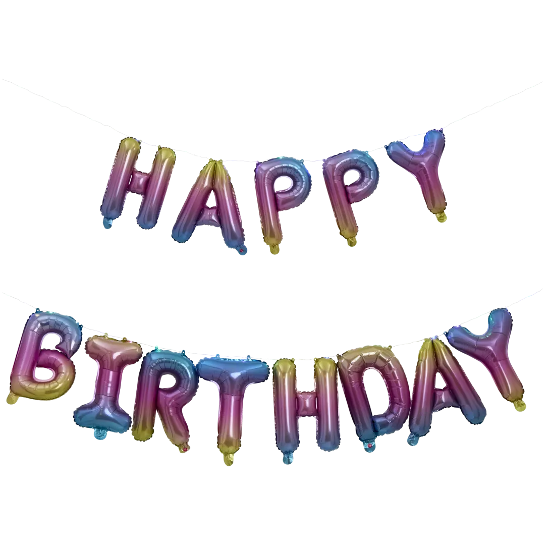 Guirlande de ballons mylar avec LED Cool2Party Happy Birthday