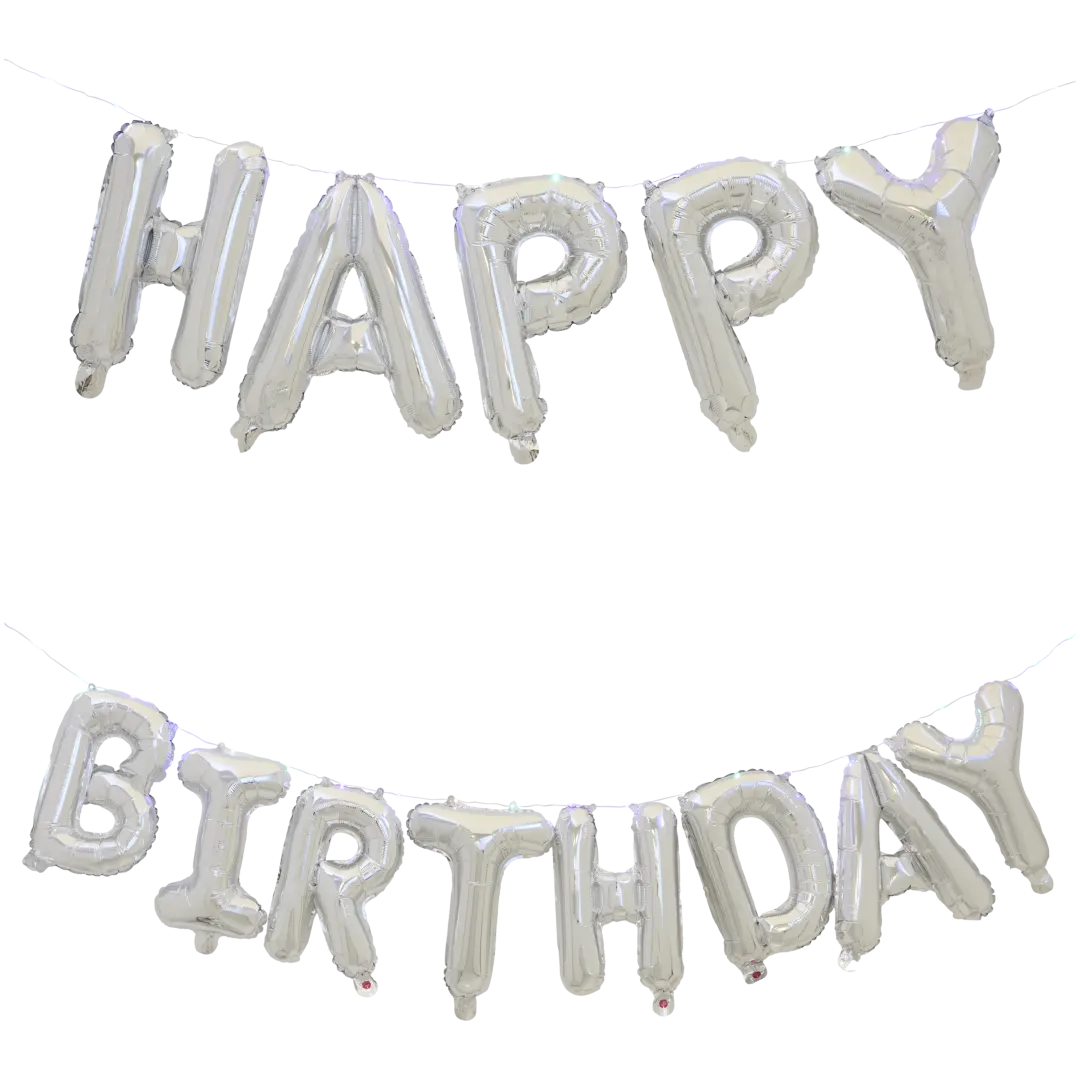 Decoração de balões de alumínio com luzes LED Cool2Party Happy Birthday