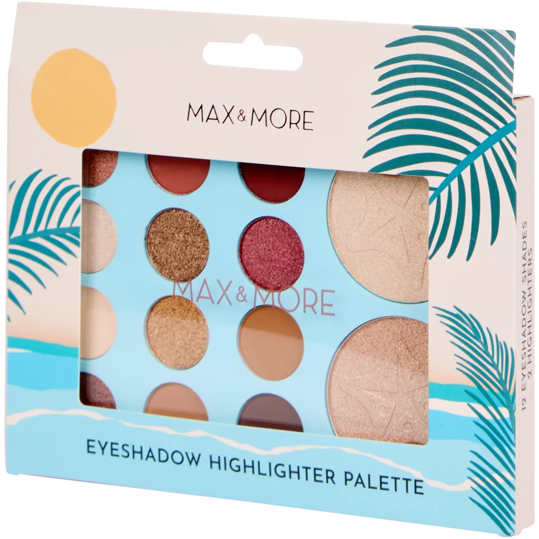 Paleta rozświetlaczy i cieni do powiek Max & More