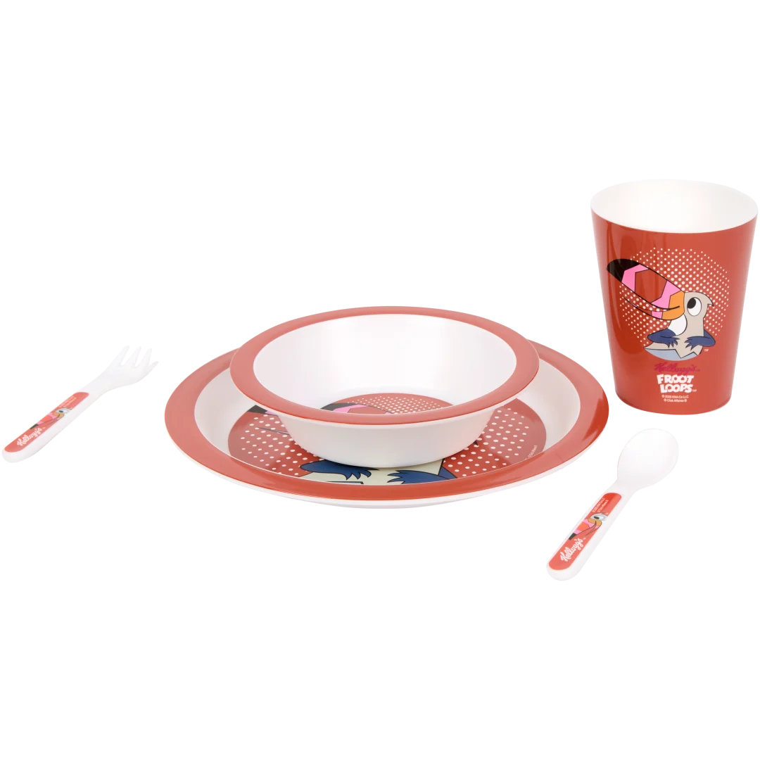 BAGGY Set Colazione 5 Pezzi In Melamina - Piatti E Tazze - Stile Moderno E Resistente
