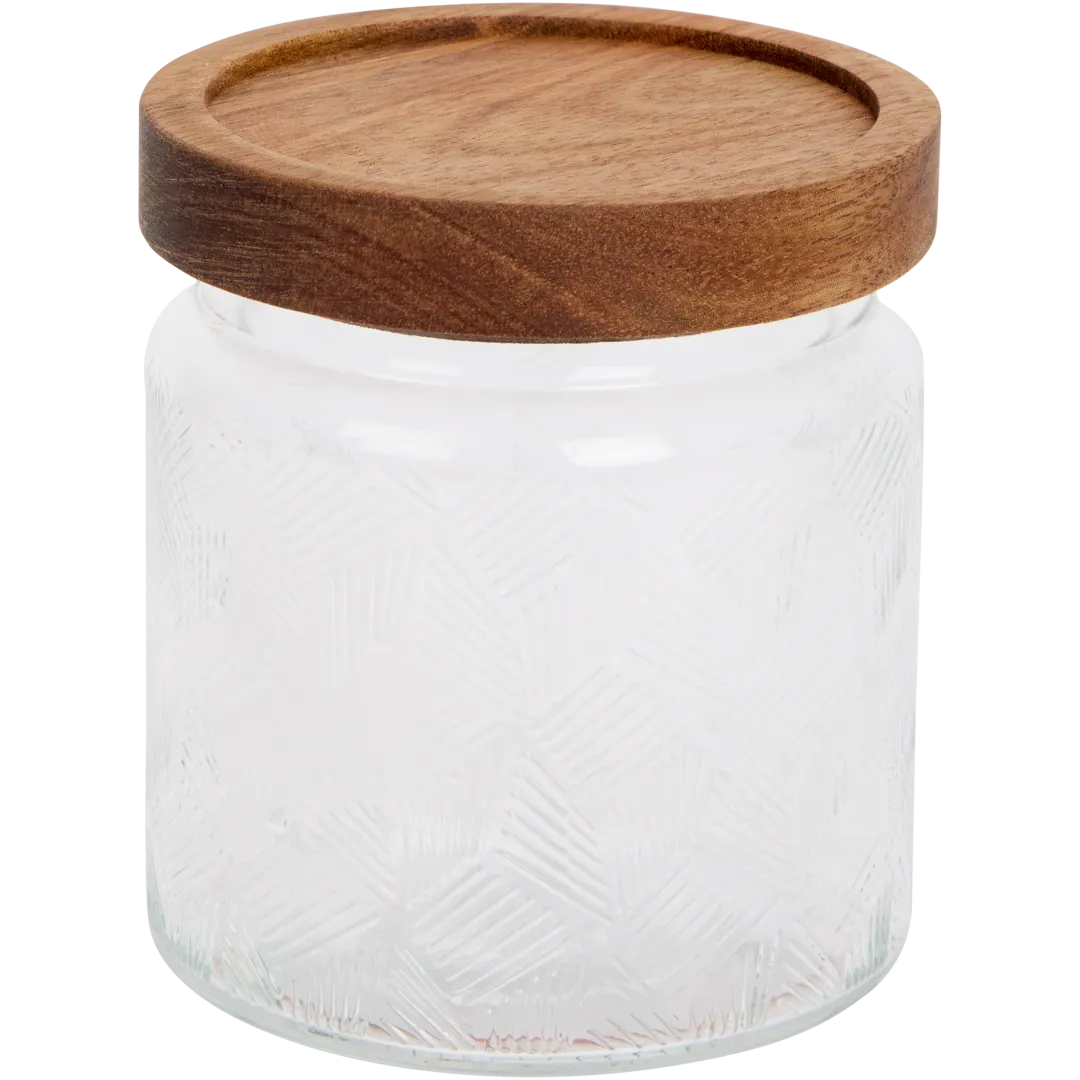 Frasco de vidro com tampa de madeira 1