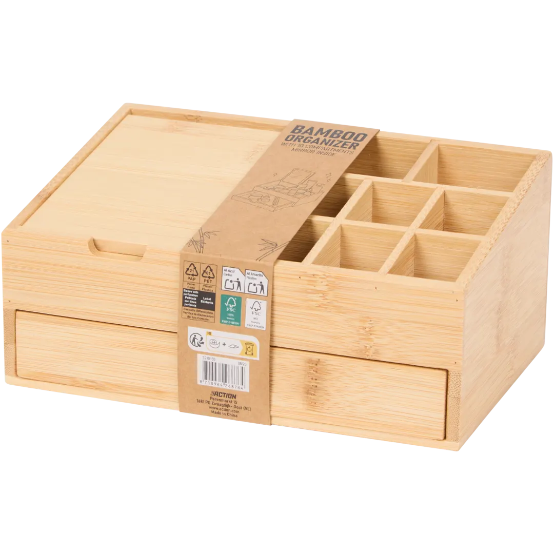 Organizer in bambù per make-up