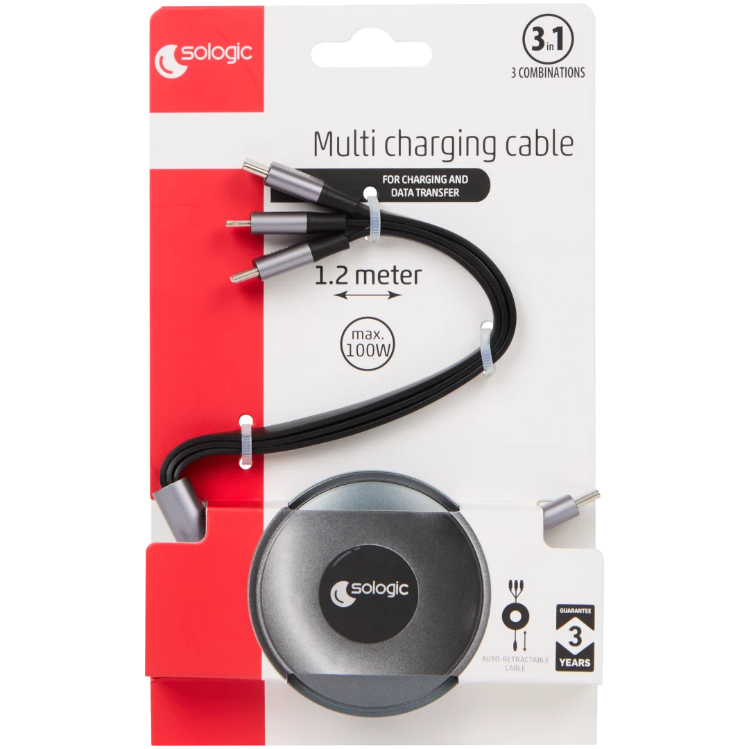 Kabel 3 w 1 do ładowania i przesyłania danych Sologic