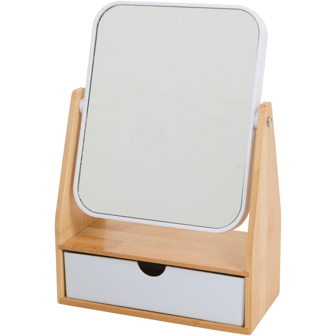 Miroir en bambou avec rangement 1