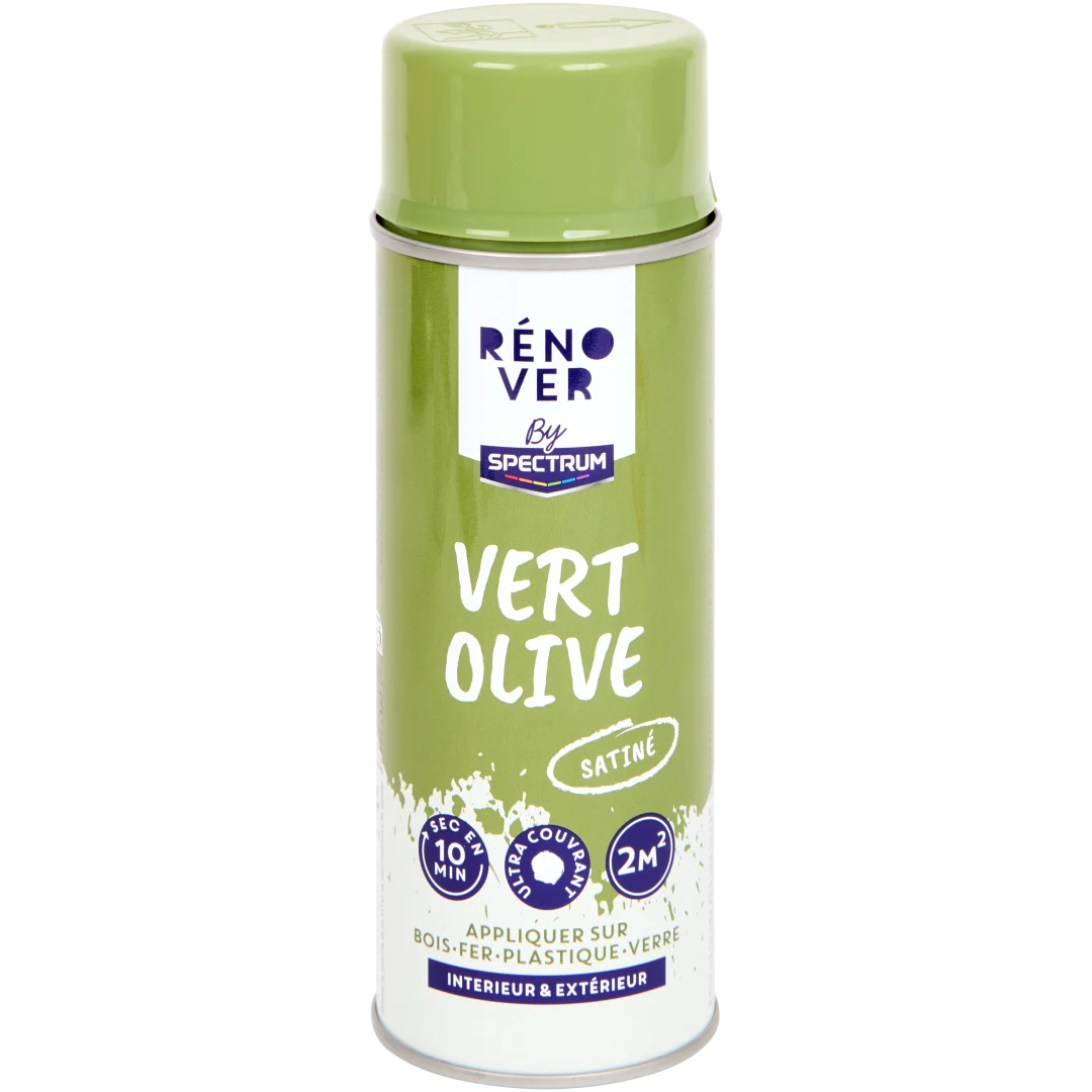 Peinture en aérosol Spectrum Rénover Vert Olive Satiné 1