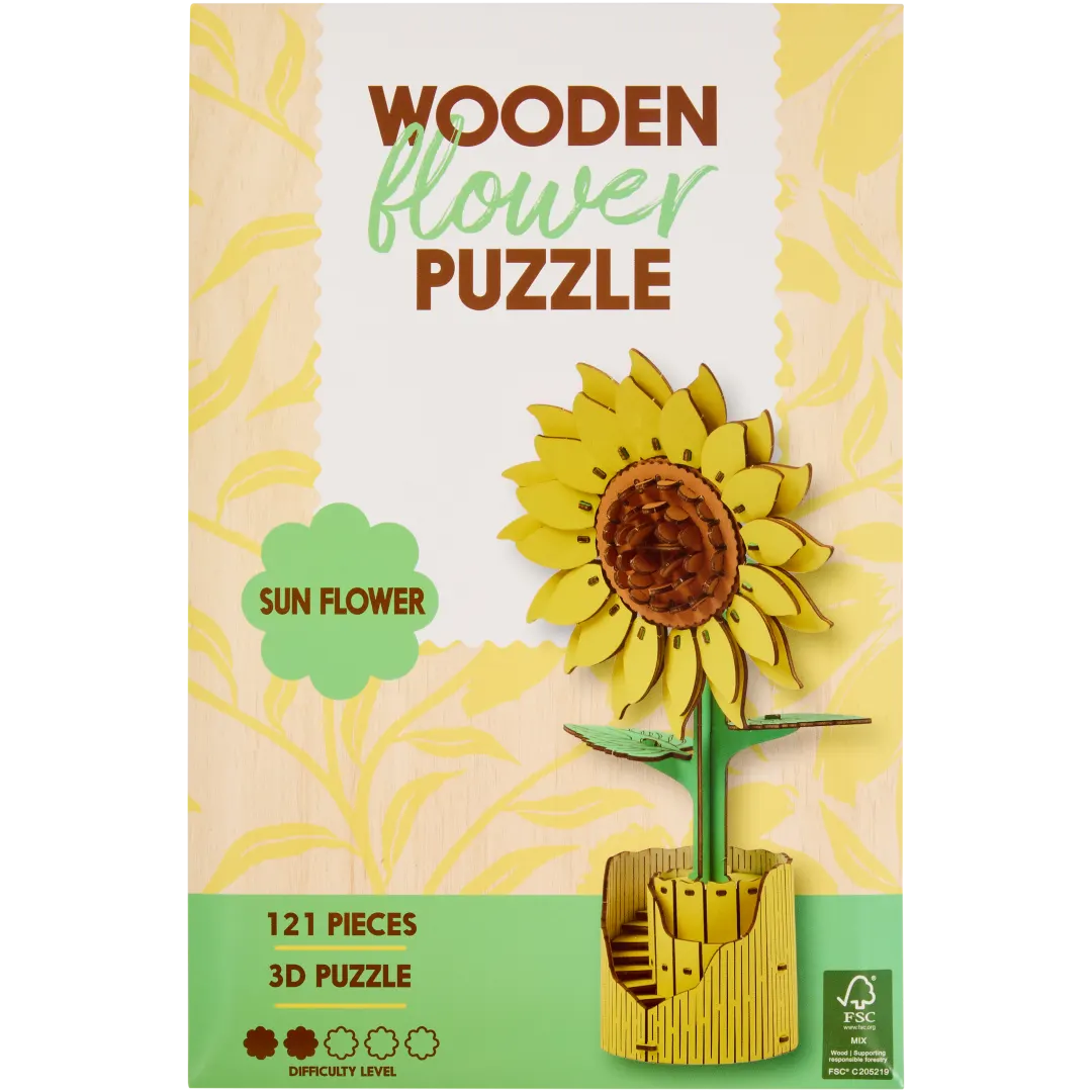 Kit puzzle 3D fleurs en bois 3