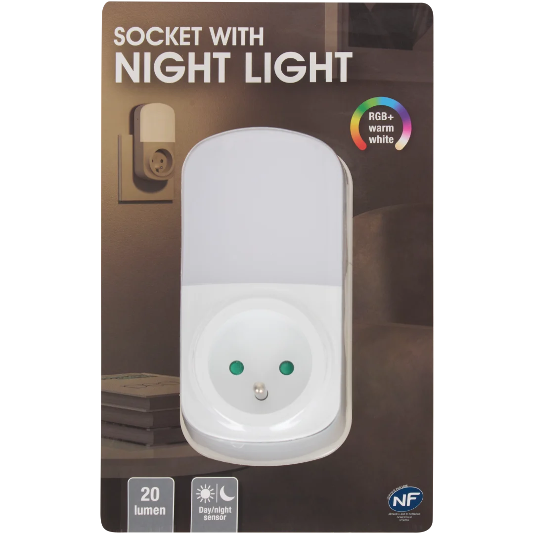 Wtyczka adapter z lampką nocną