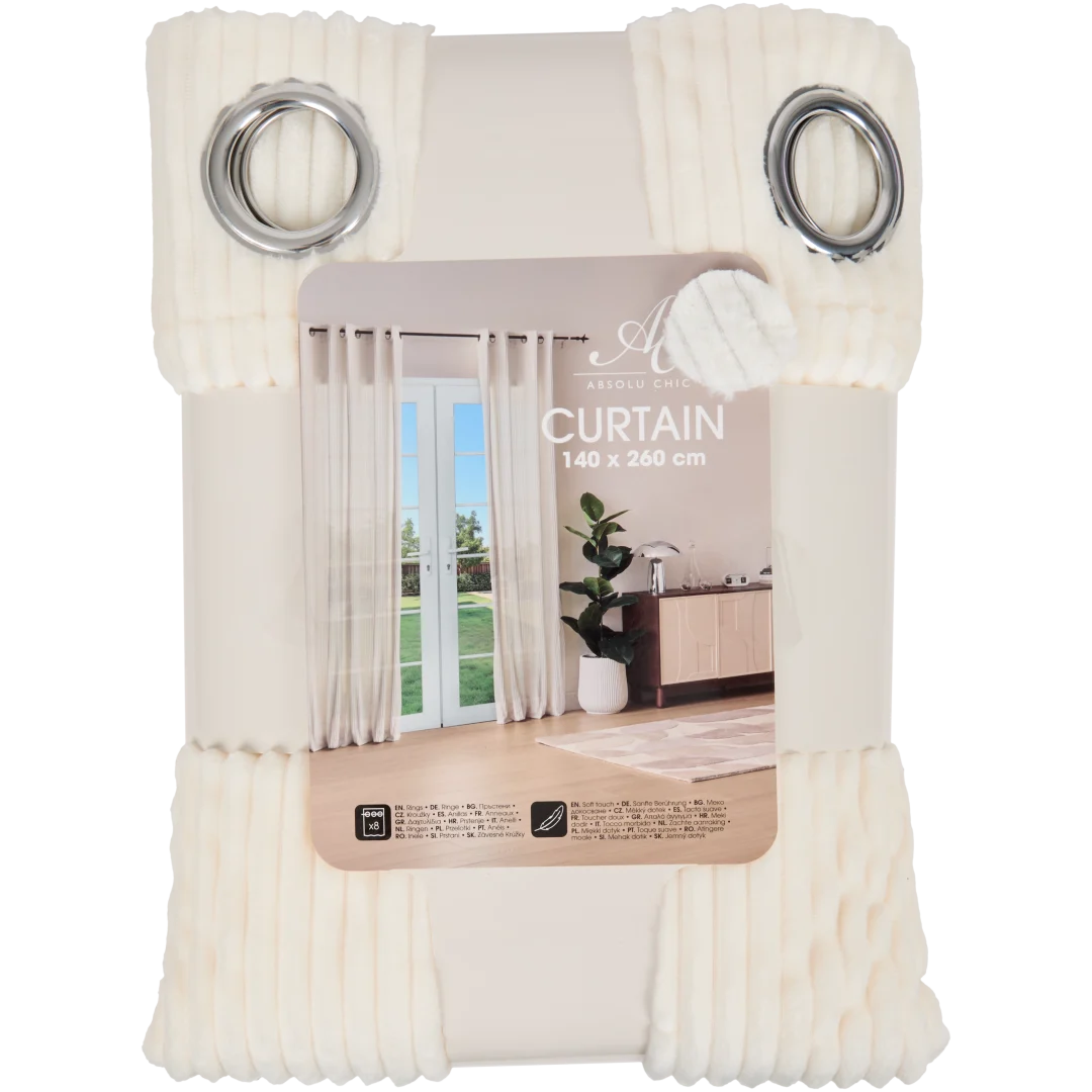 Zasłona z prążkowanej tkaniny