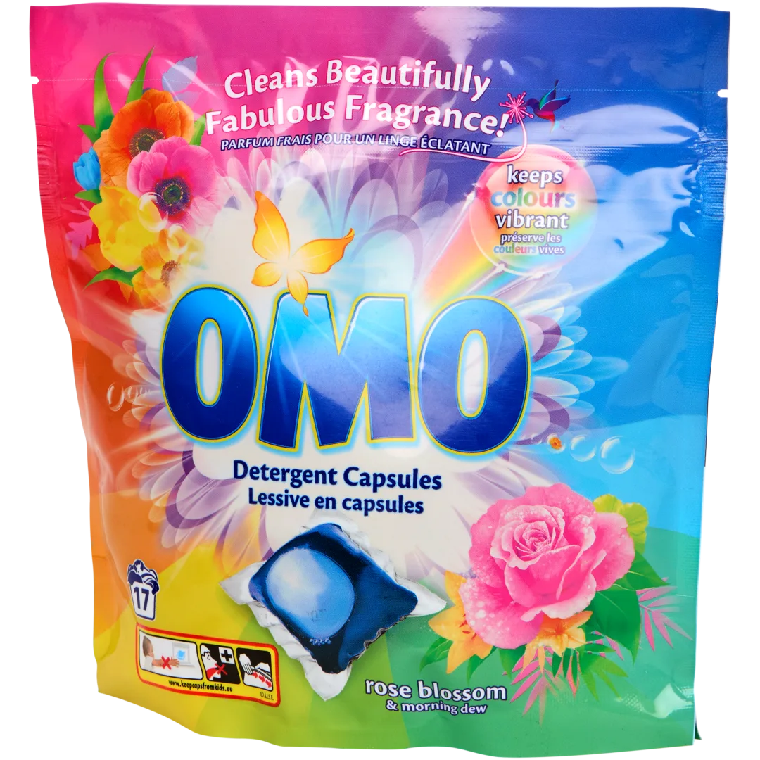 Capsules de lessive couleur Omo Fleur de rose & Rosée du matin 1
