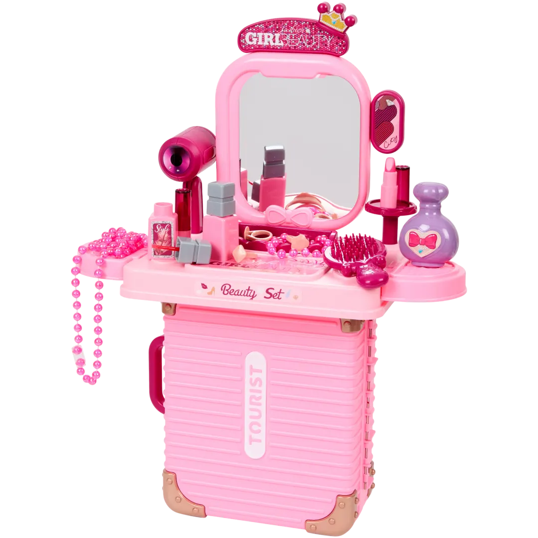 Frisier- oder Werkzeugspielzeugtisch im Koffer