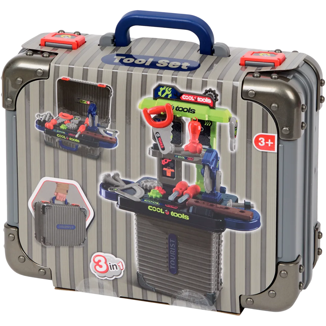 Frisier- oder Werkzeugspielzeugtisch im Koffer