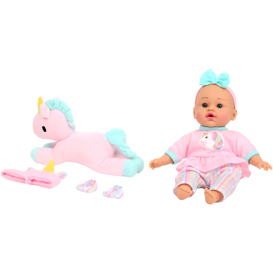 Lalka niemowlę Olivia z pluszowym jednorożcem Dolly Star