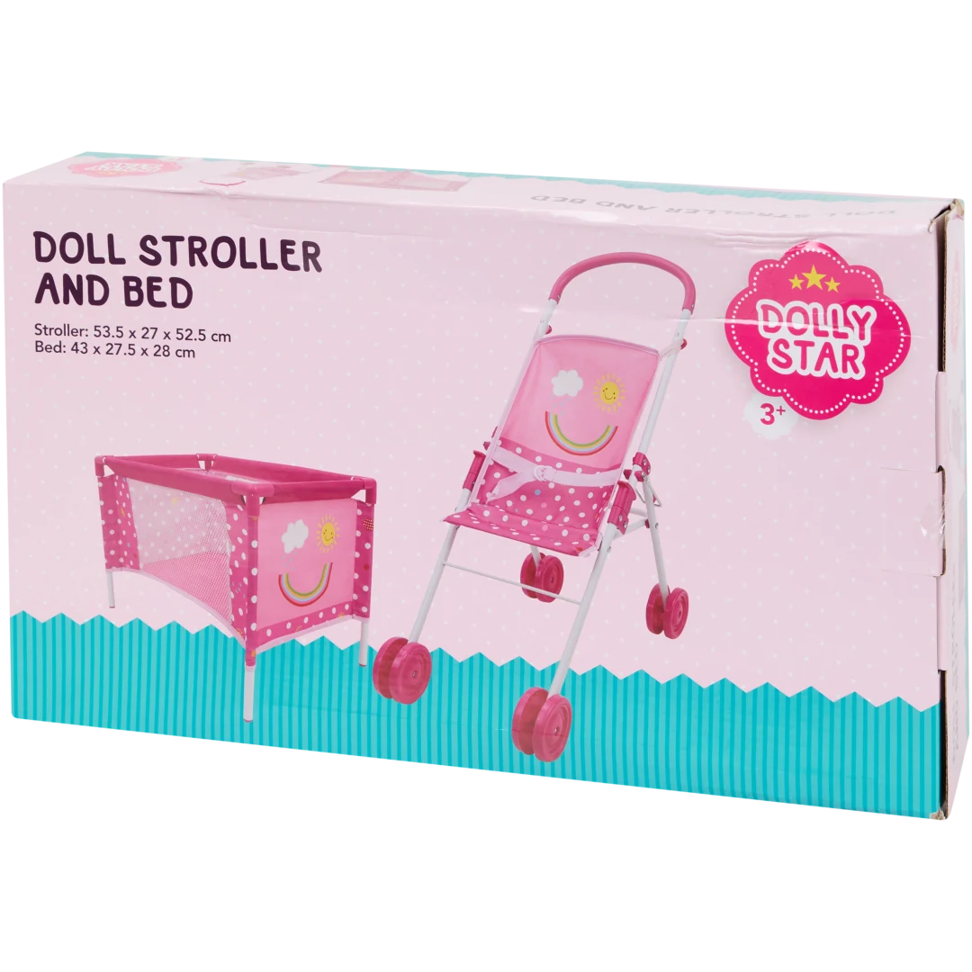 Poussette et lit de poupée Dolly Star