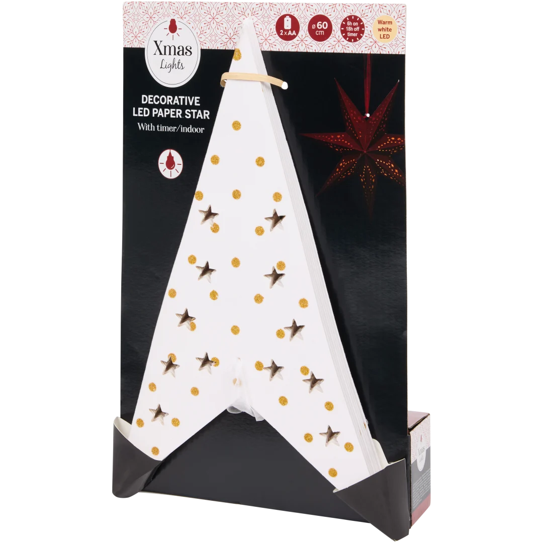 Stella di Natale di carta con illuminazione a LED