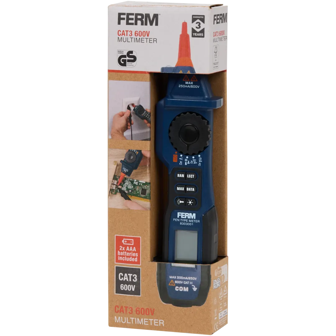 Multimetro digitale a penna FERM Cat 3