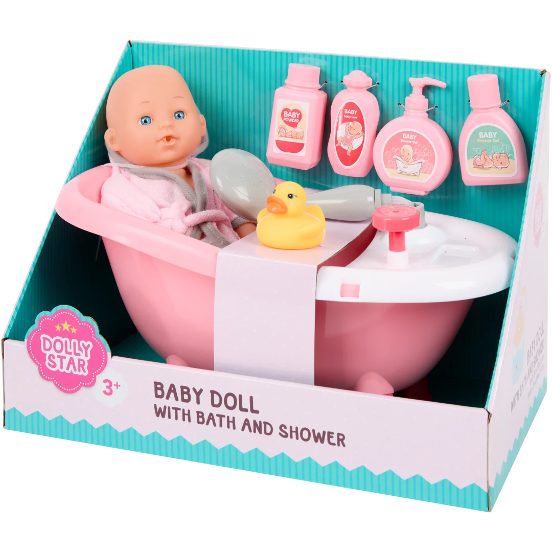 Lalka-niemowlę z wanną i prysznicem Dolly Star