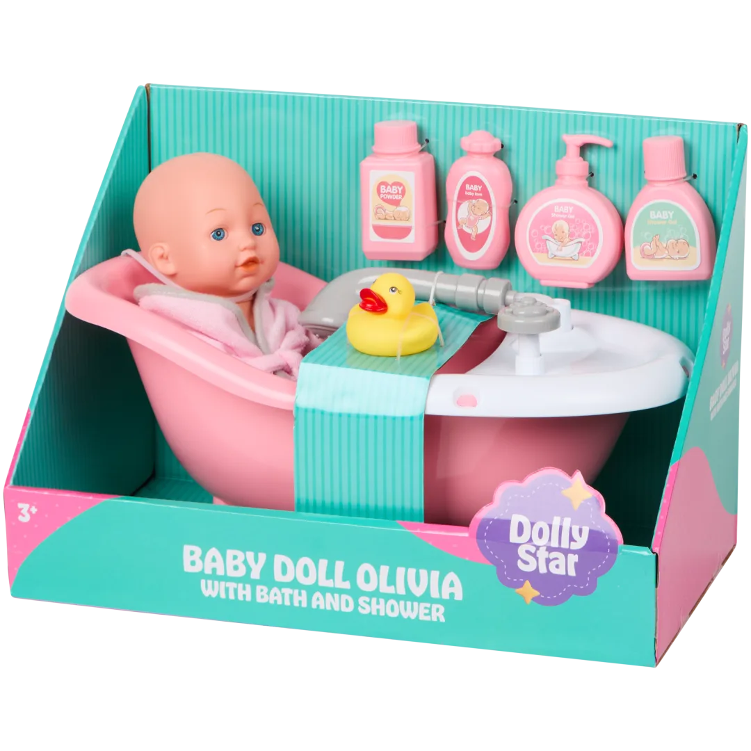 Păpușă bebeluș cu cadă și duș Dolly Star 2