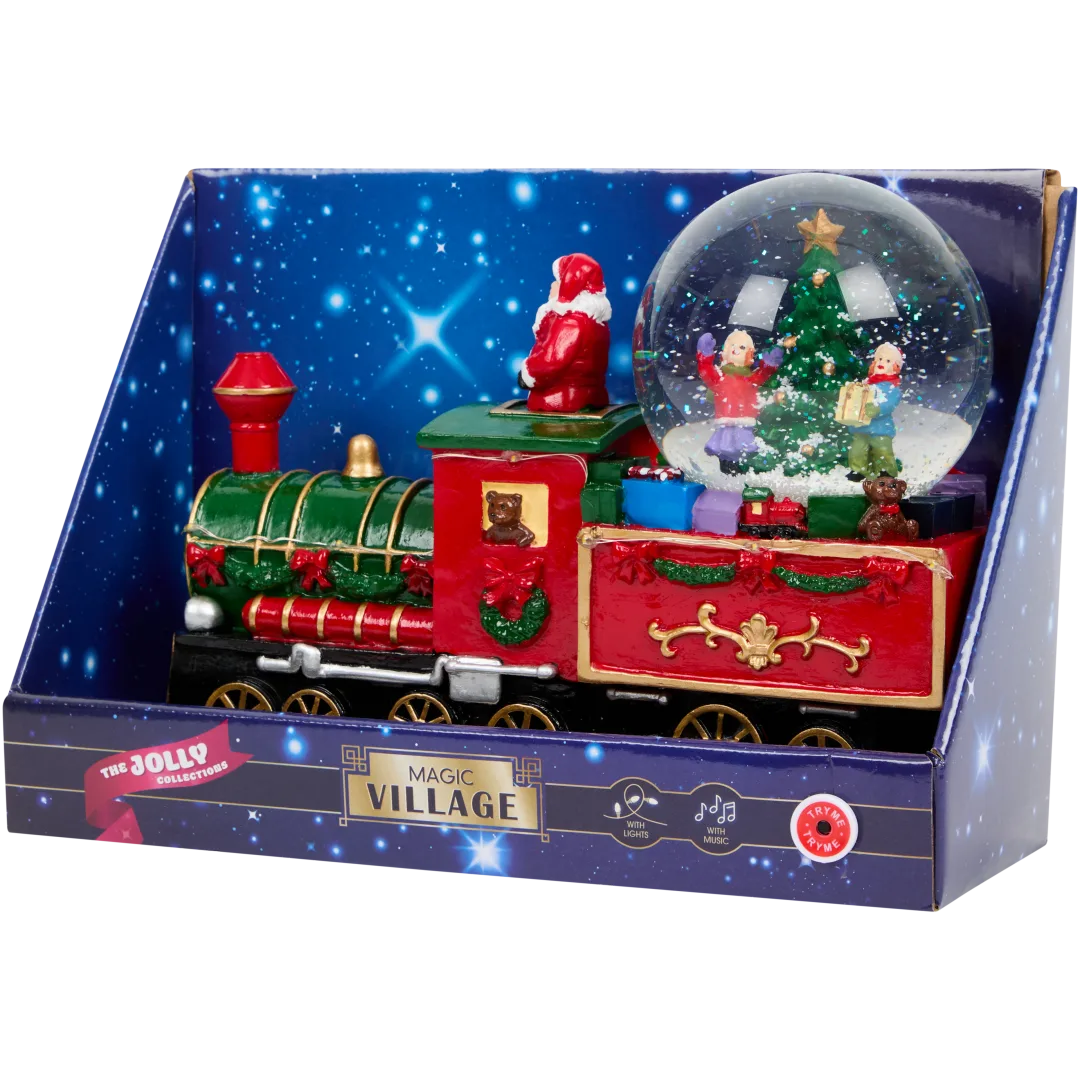 Trenino con palla di neve e luce a LED Magic Village