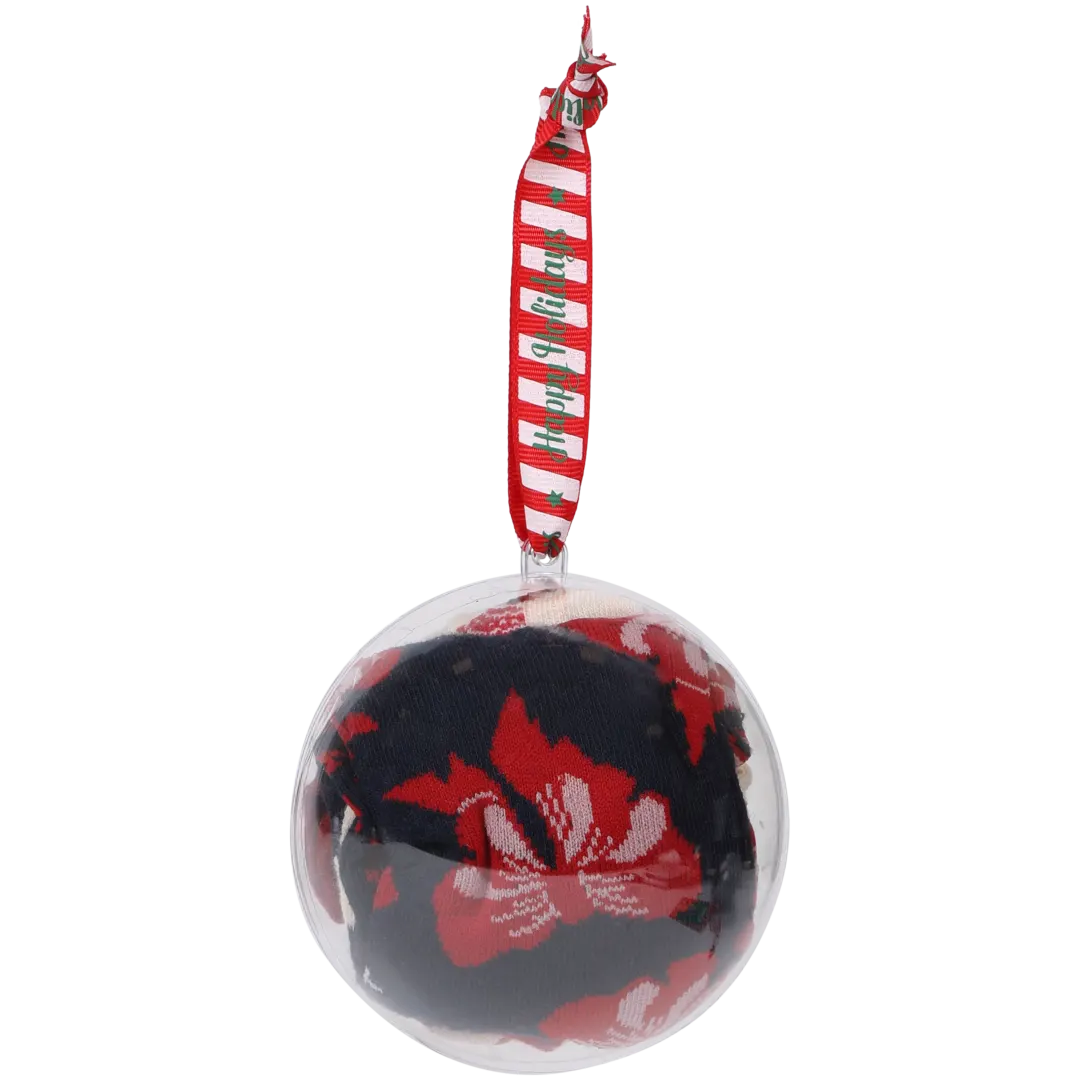 Weihnachtssocken in Weihnachtskugel