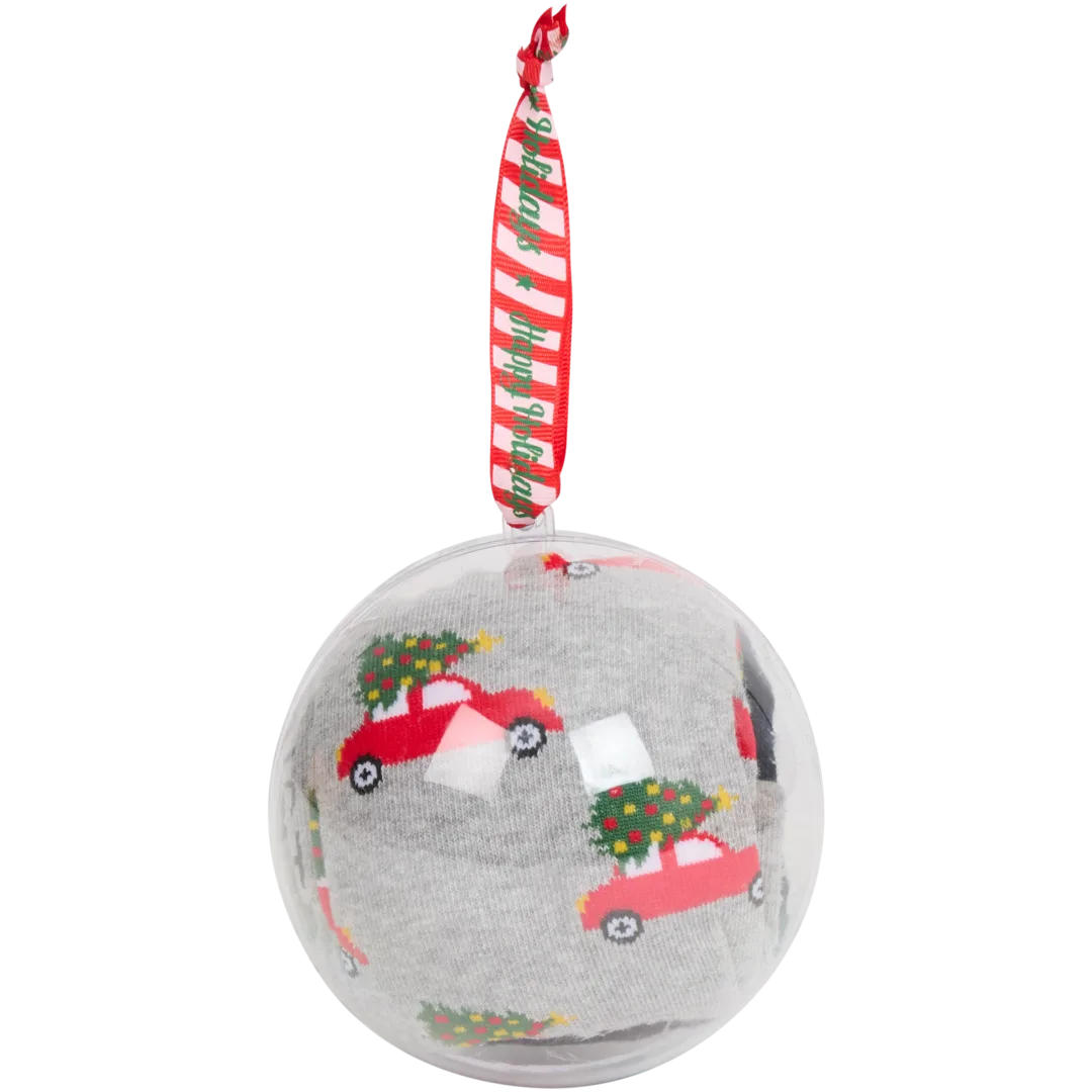 Weihnachtssocken in Weihnachtskugel