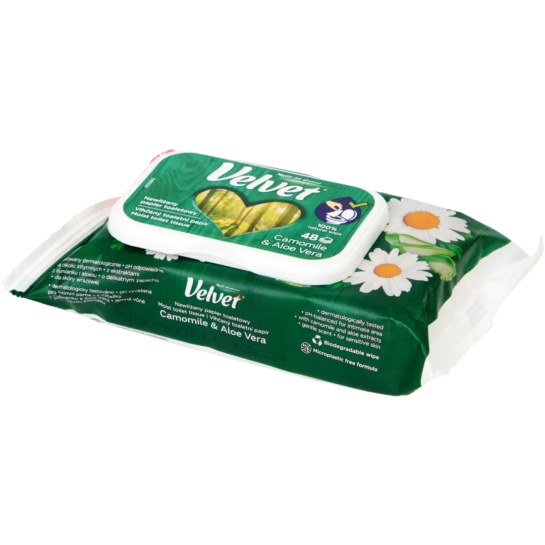 Nawilżany papier toaletowy Velvet Rumianek i Aloes 1