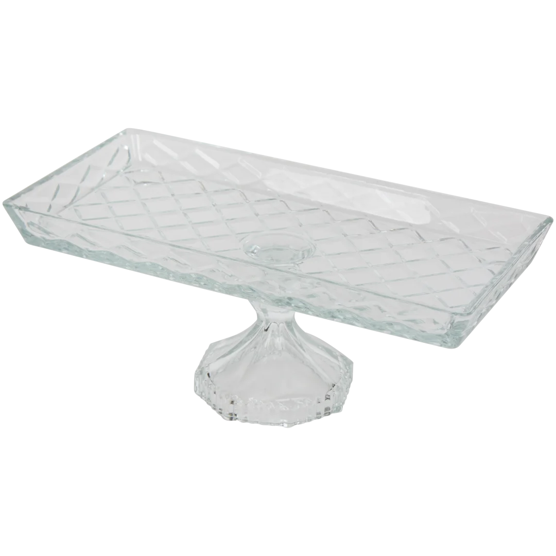 Plat de service en verre sur pied 1