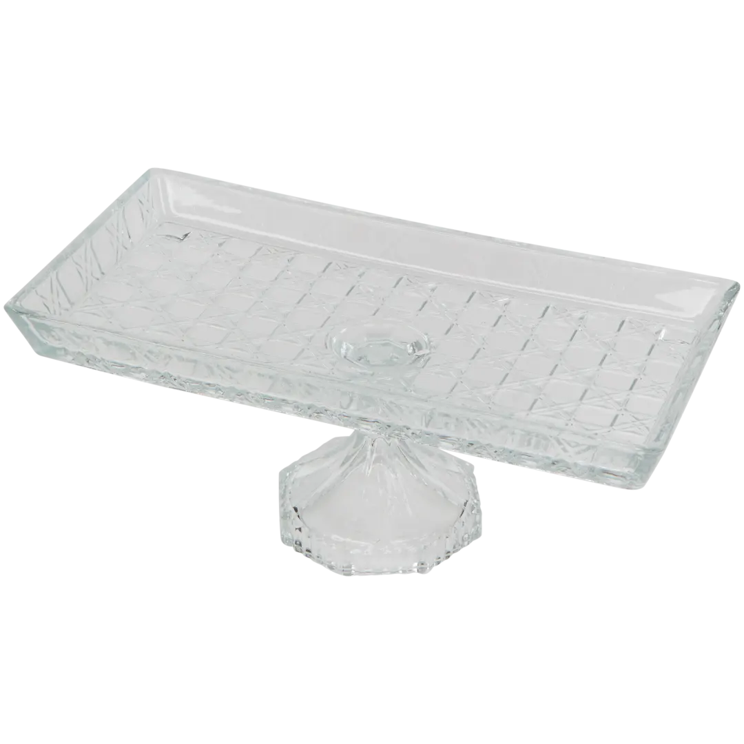 Plat de service en verre sur pied 3