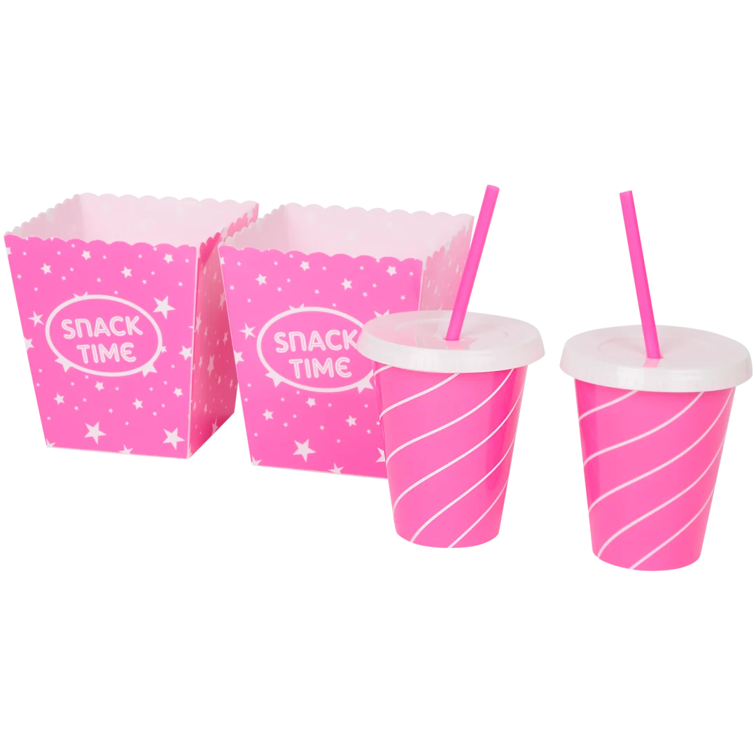 Conjunto de snacks para noite de cinema