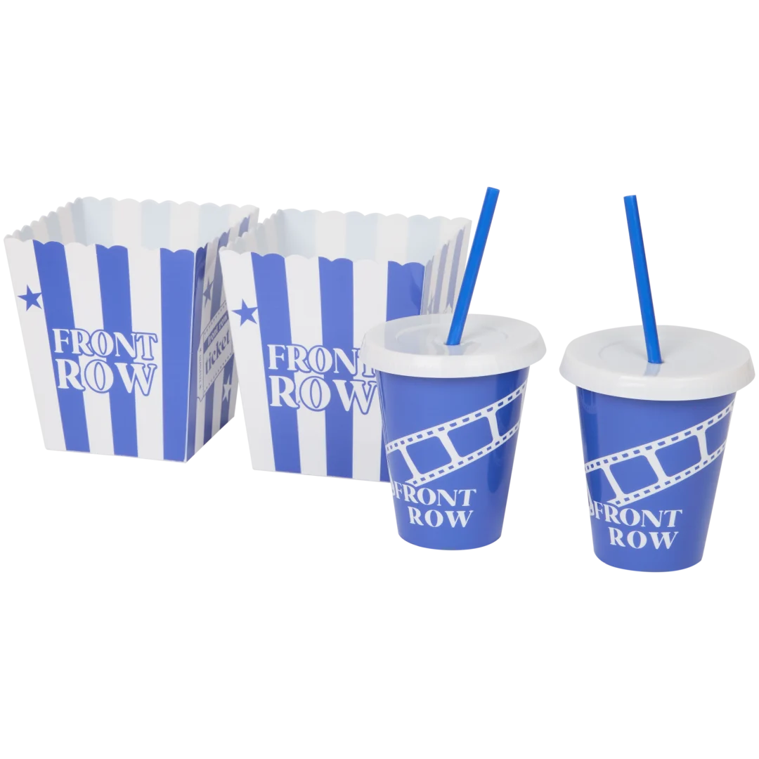 Conjunto de snacks para noite de cinema