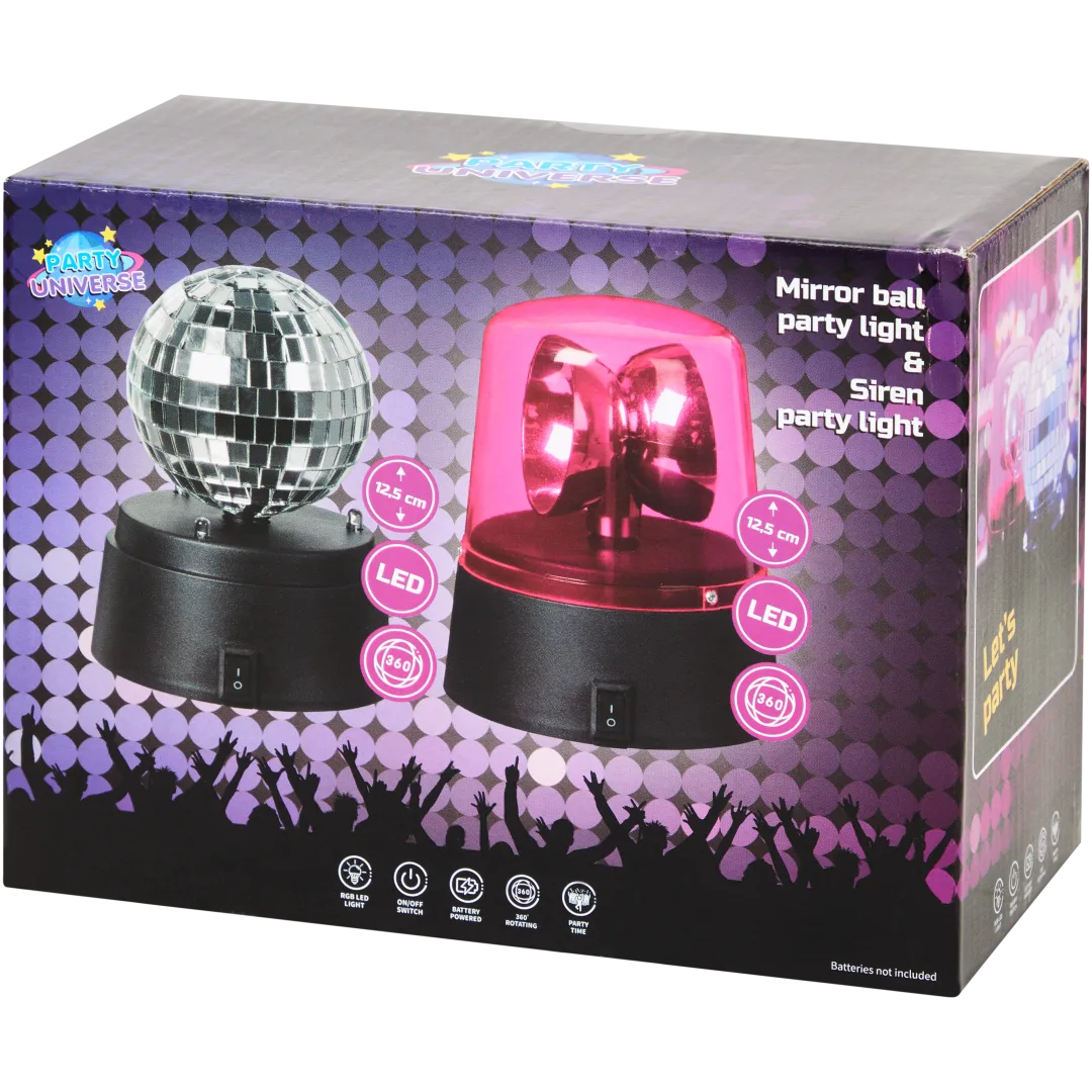 Bola de discoteca e luz intermitente