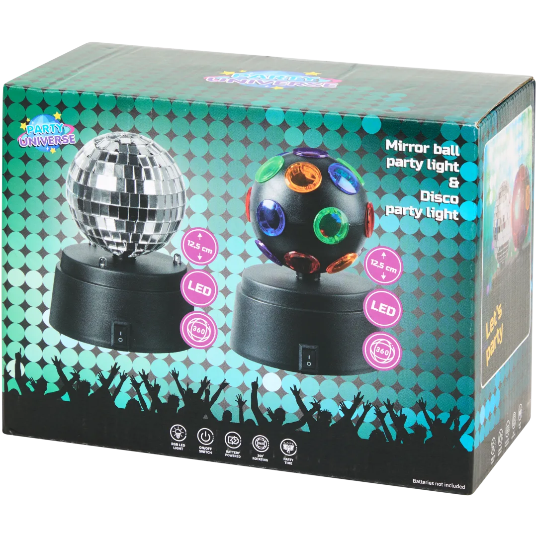 Bola de discoteca e luz intermitente