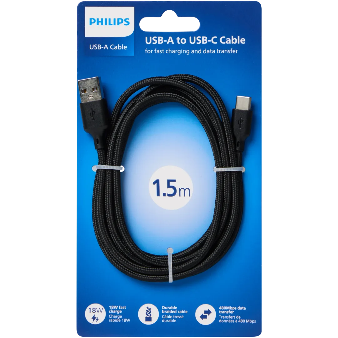 Nabíjací a dátový kábel Philips USB-A na USB-C