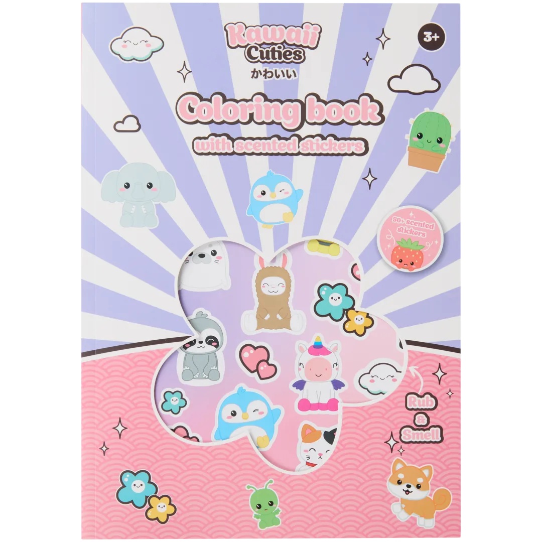 Carte de colorat kawaii cu autocolante