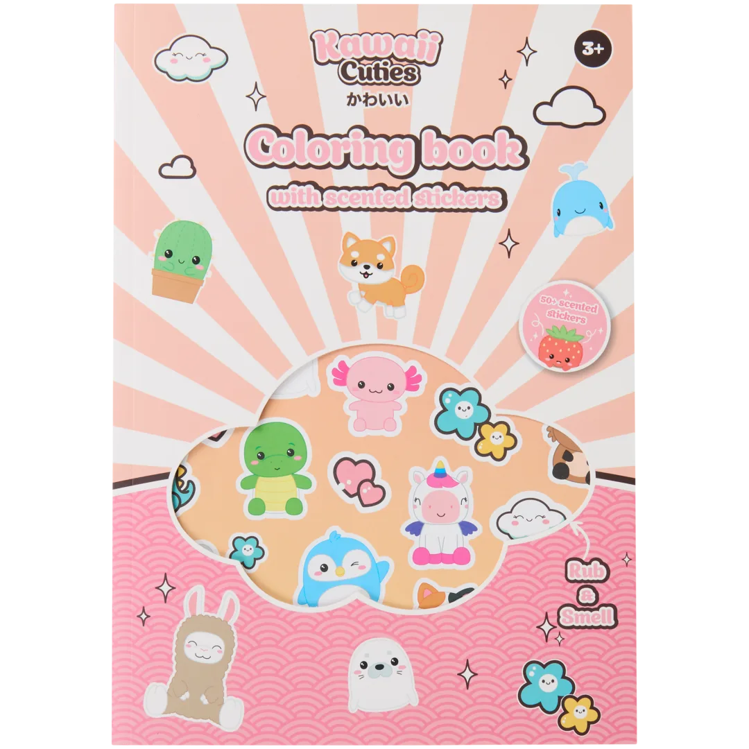 Carte de colorat kawaii cu autocolante