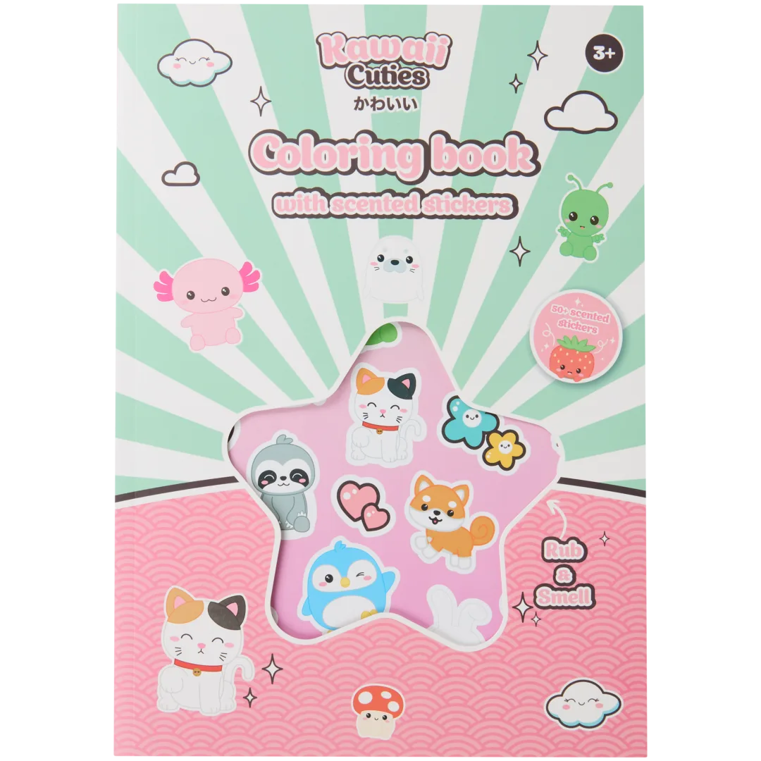 Carte de colorat kawaii cu autocolante