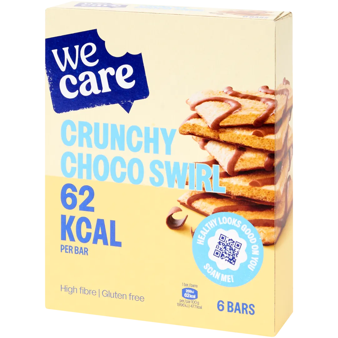 WeCare Crunchy Choco Swirl meergranenrepen