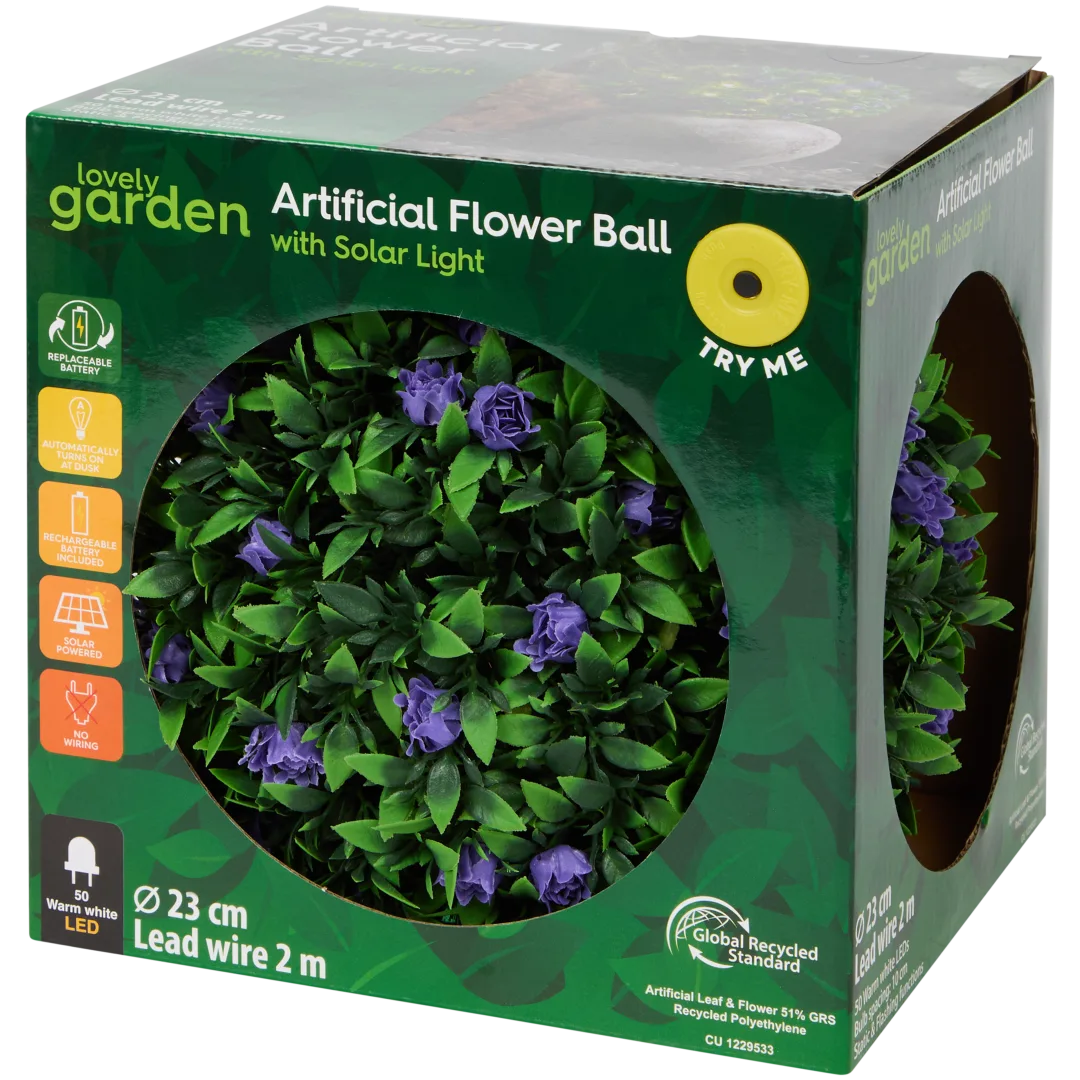 Kunstbloemenbol met solarverlichting 1