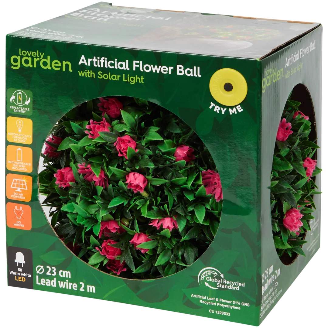 Kunstbloemenbol met solarverlichting 4