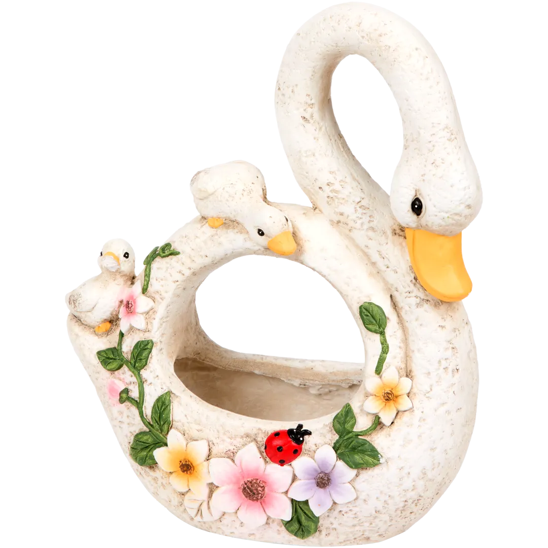 Pot de fleurs cygnes