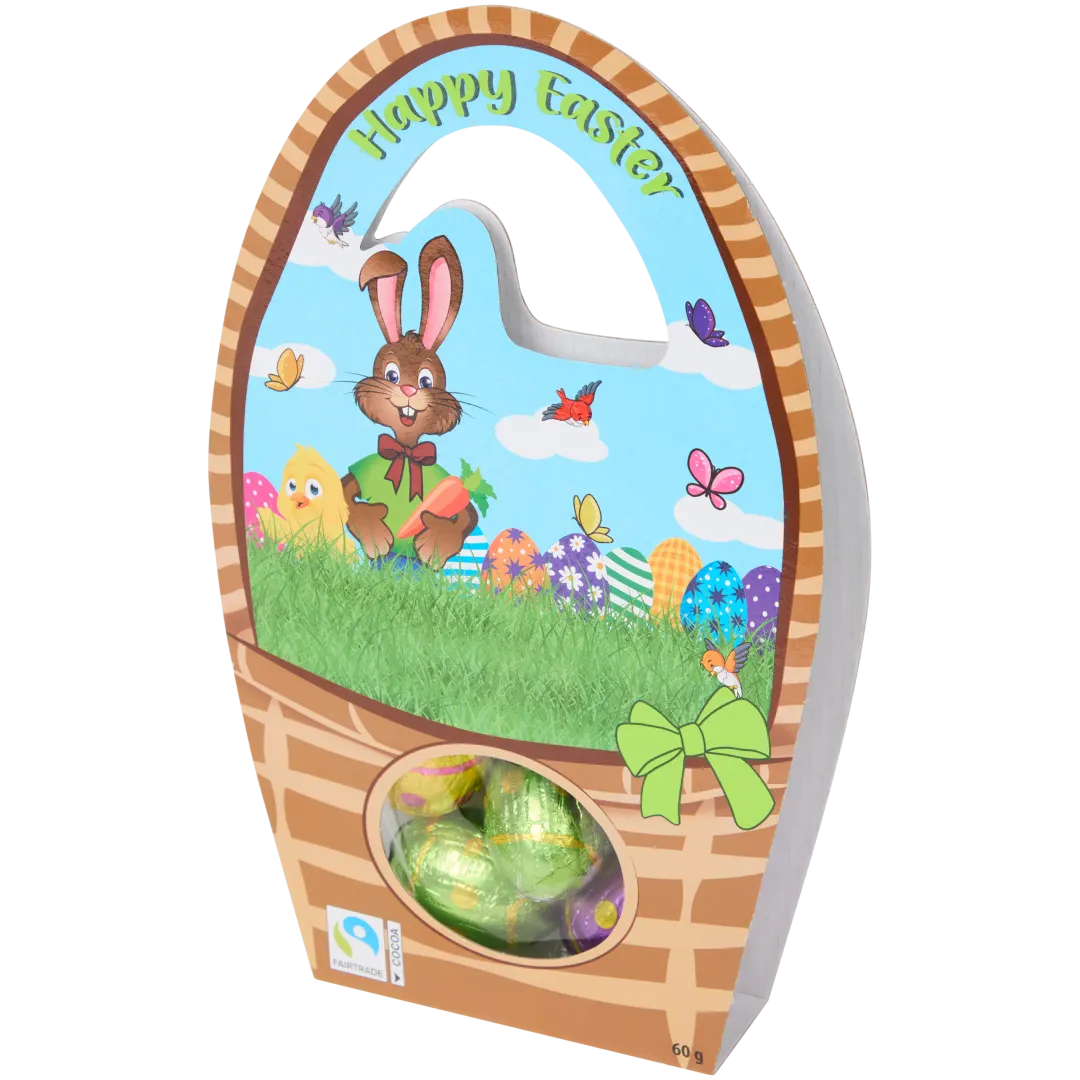 Paasmandje met chocolade-eitjes 1
