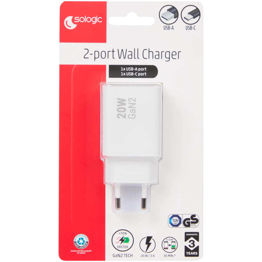 Ładowarka ścienna z 2 portami Sologic 3