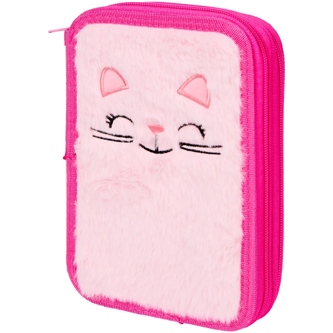 Estuche de tela de peluche con accesorios