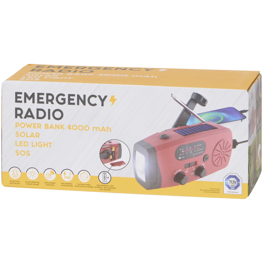 Radio di emergenza 4 in 1 con torcia e power bank