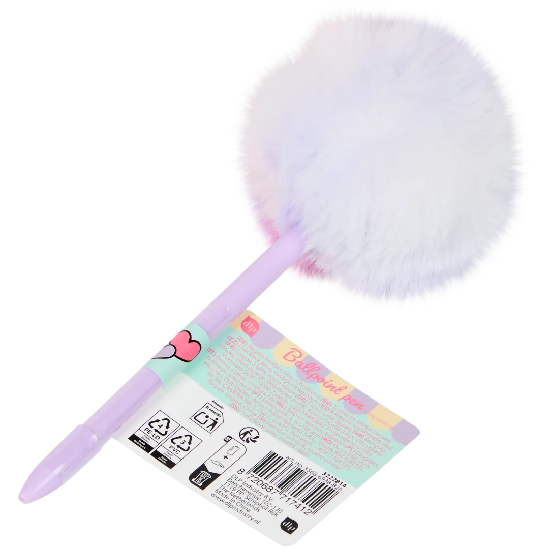 Caneta com pompom felpudo