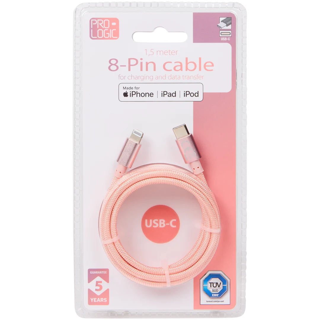 Câble de charge et de transfert Prologic USB-C vers 8 broches
