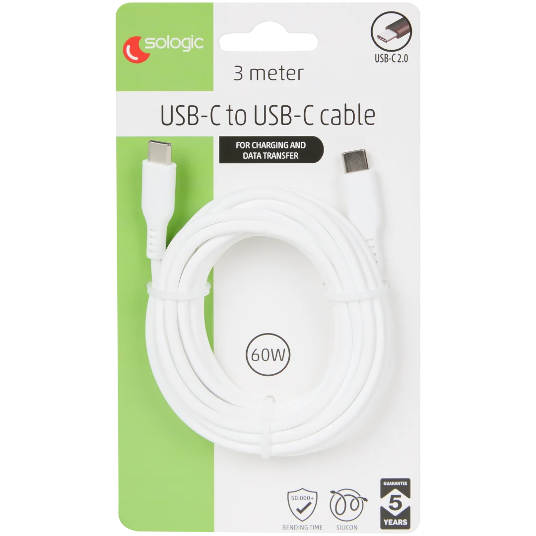 Sologic siliconen laad- en datakabel USB-C naar USB-C
