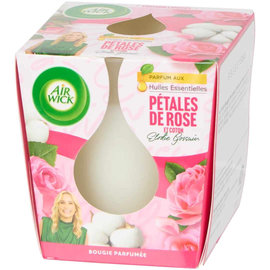 Bougie parfumée Air Wick Essential Oils Pétales de rose & Coton