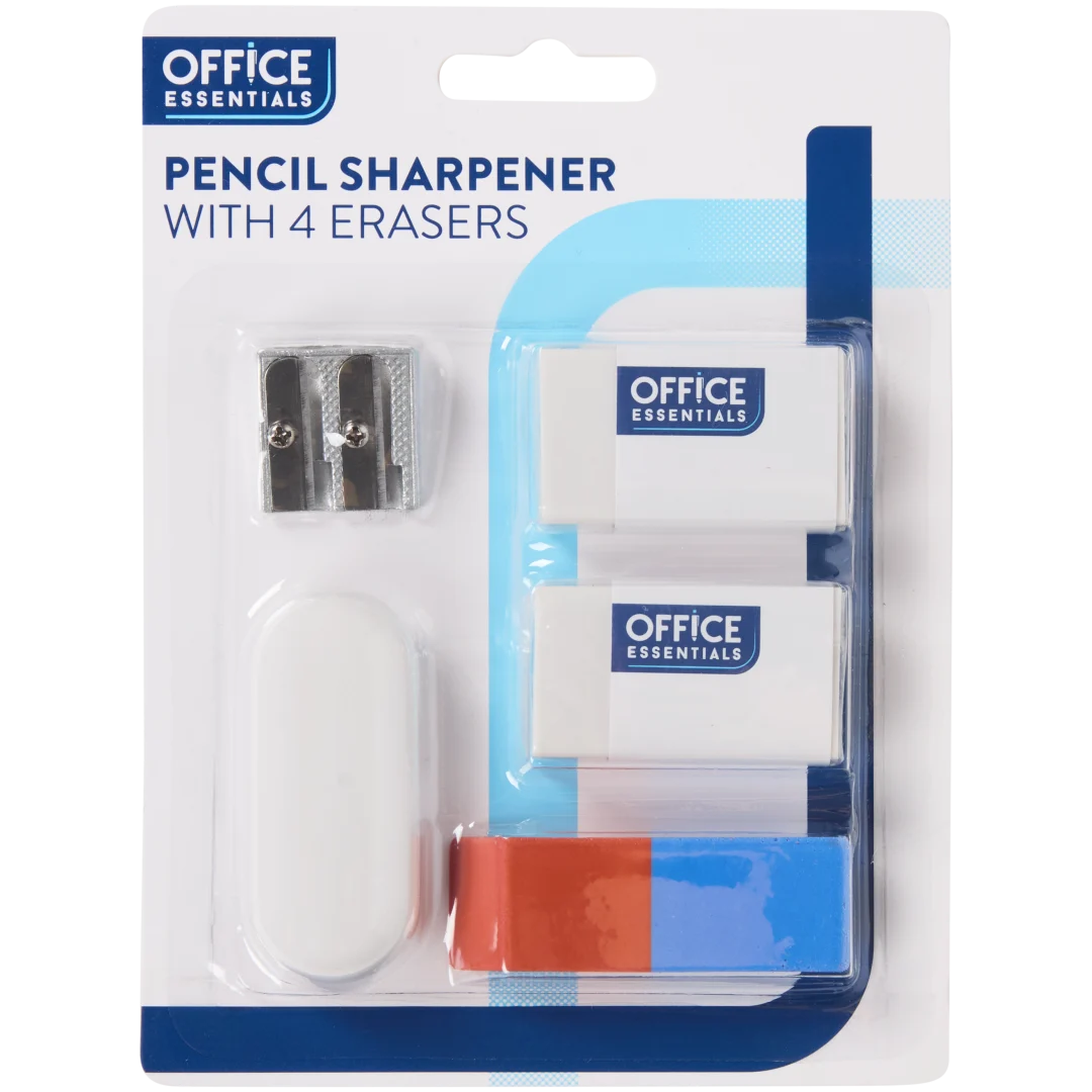 Office Essentials Komplet radirk s šilčkom