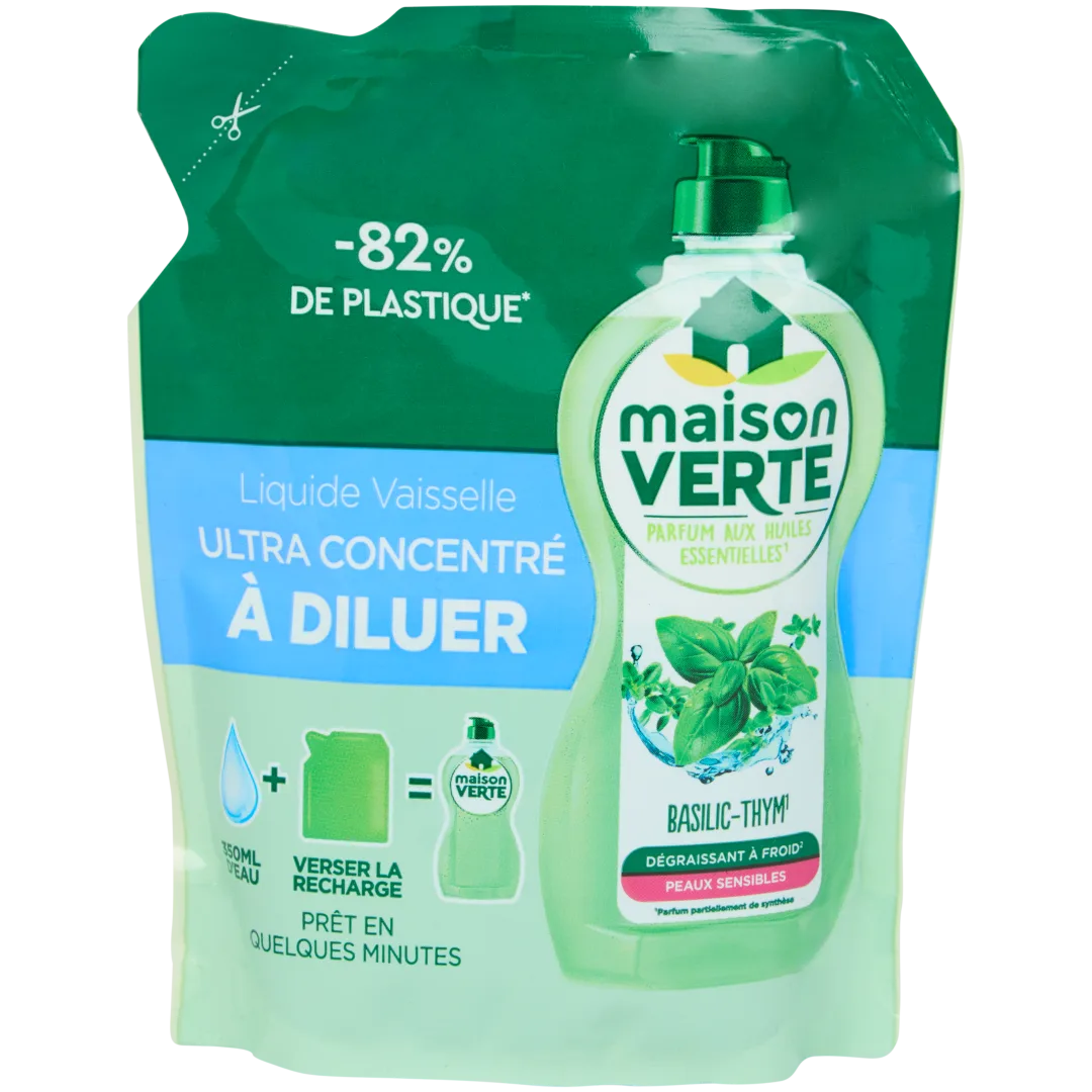 Recharge de liquide vaisselle Maison Verte Basilic & Thym 1